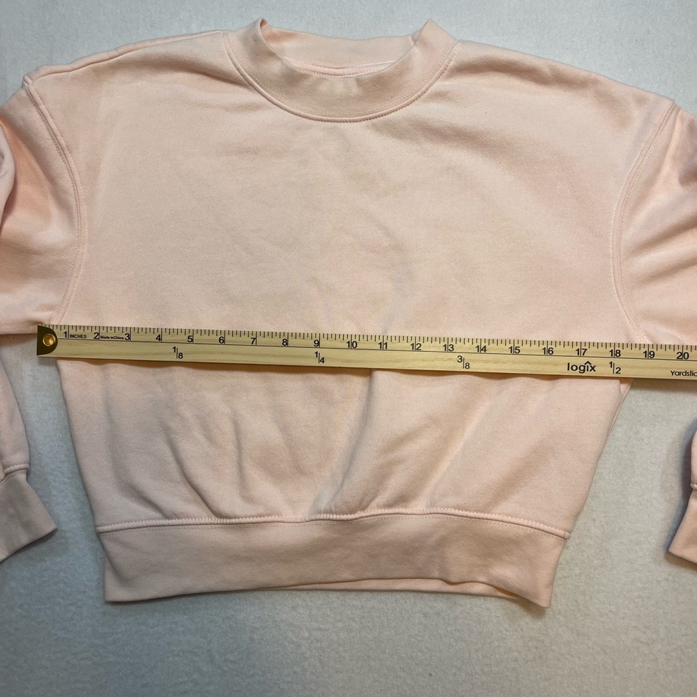 H&M Divided Cropped Sweatshirt Blush Pink Fleece Crewneck XXS Petite women’s - Picture 6 of 7